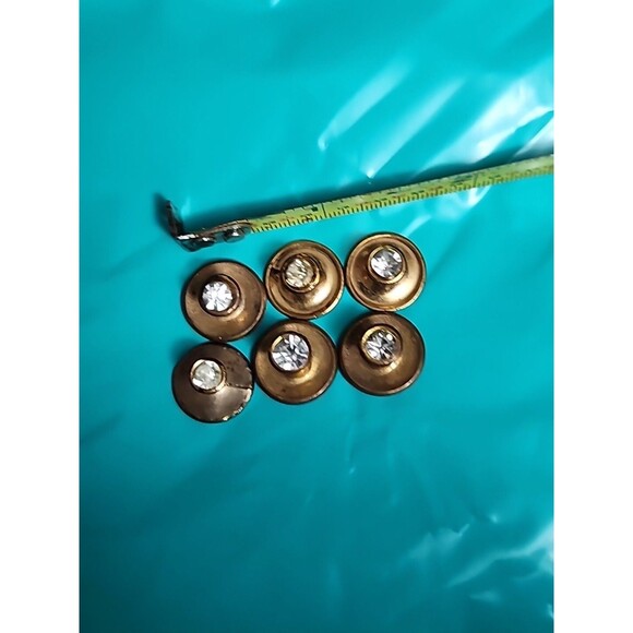 Set of 6 Vintage Men’s Rhinestone Shirt Studs & Cufflinks Brass Metal Collecti - Picture 2 of 5
